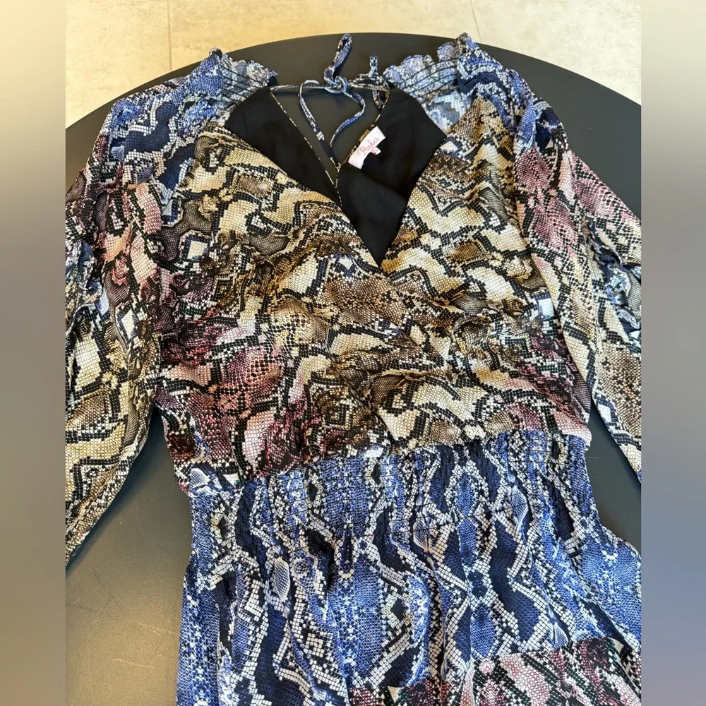 PARKER Gladis Python Print 100% SILK Georgette Mini Dress, Size S, Retail $368 - Picture 8 of 12